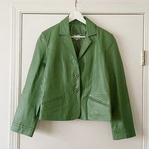 Vintage Sea Green Leather Jacket